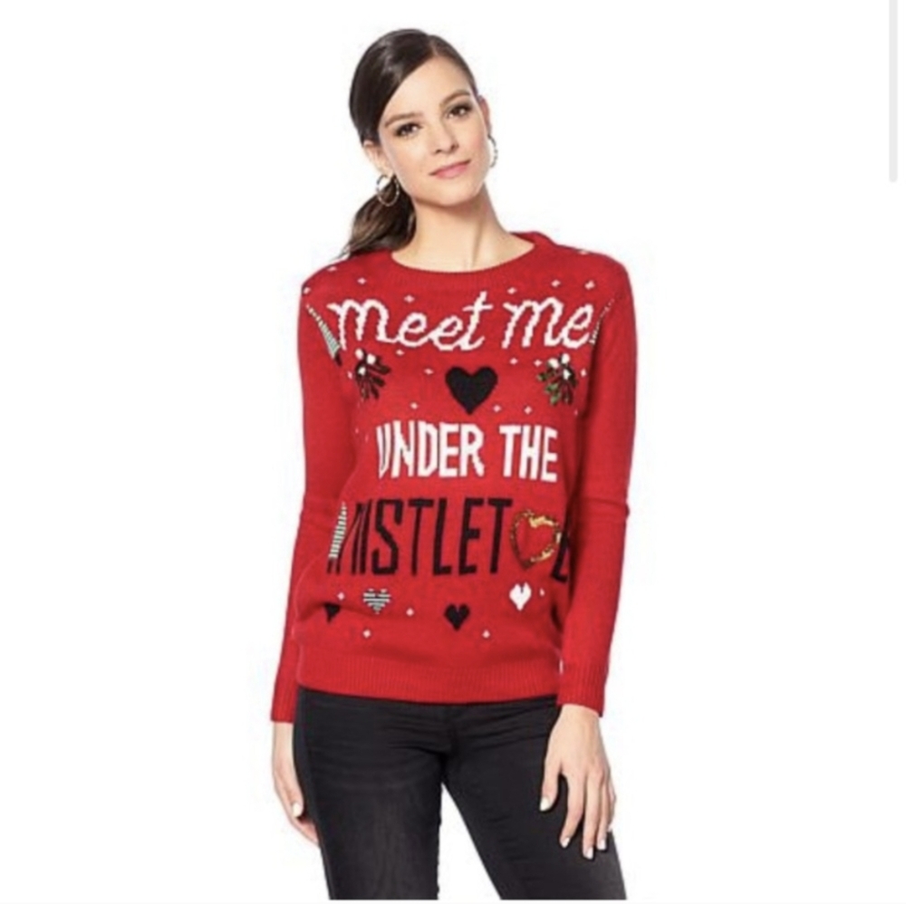 X-SMALL Curations Christmas sweater Meet Me Under The Mistletoe